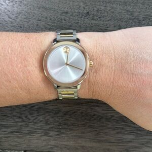 Ladies’ Movado Bold Two-Tone Watch with silver tone dial (model: 3601105)